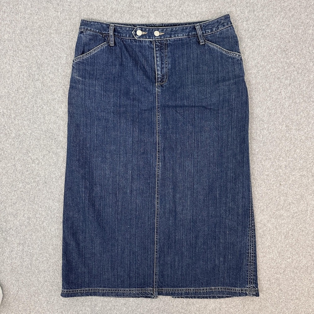 Y2K Eddie Bauer Denim Maxi Skirt 14 Straight Dark‎ Cottage Indie Boho Western
